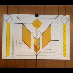 Frank Lloyd Wright style rectangular painting big 2x3' wall art hand painted